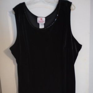 Quacker Factory Black Velvet Sleeveless Top - Size 3X